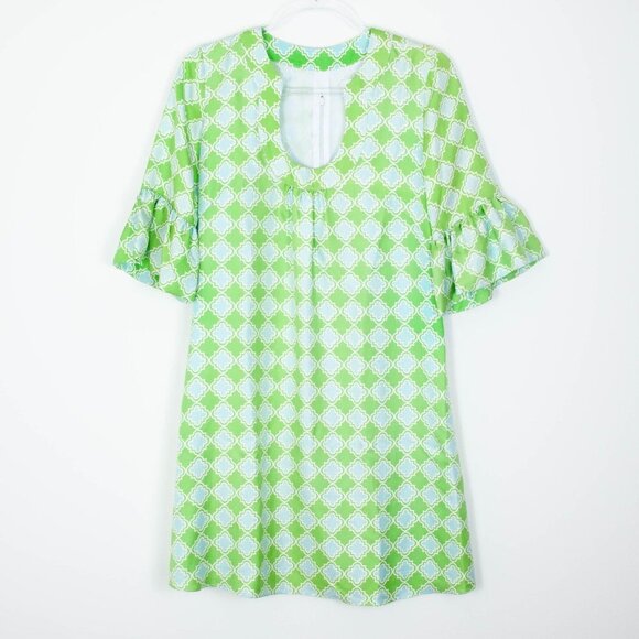 Skirtin Around Green Short Sleeve Silk Sheath Dress Womens Size 4 - Picture 1 of 8